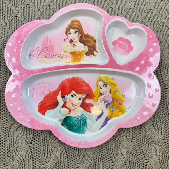 Disney Other - Disney Princess Pink and White Belle Ariel Divided Melamine Plate